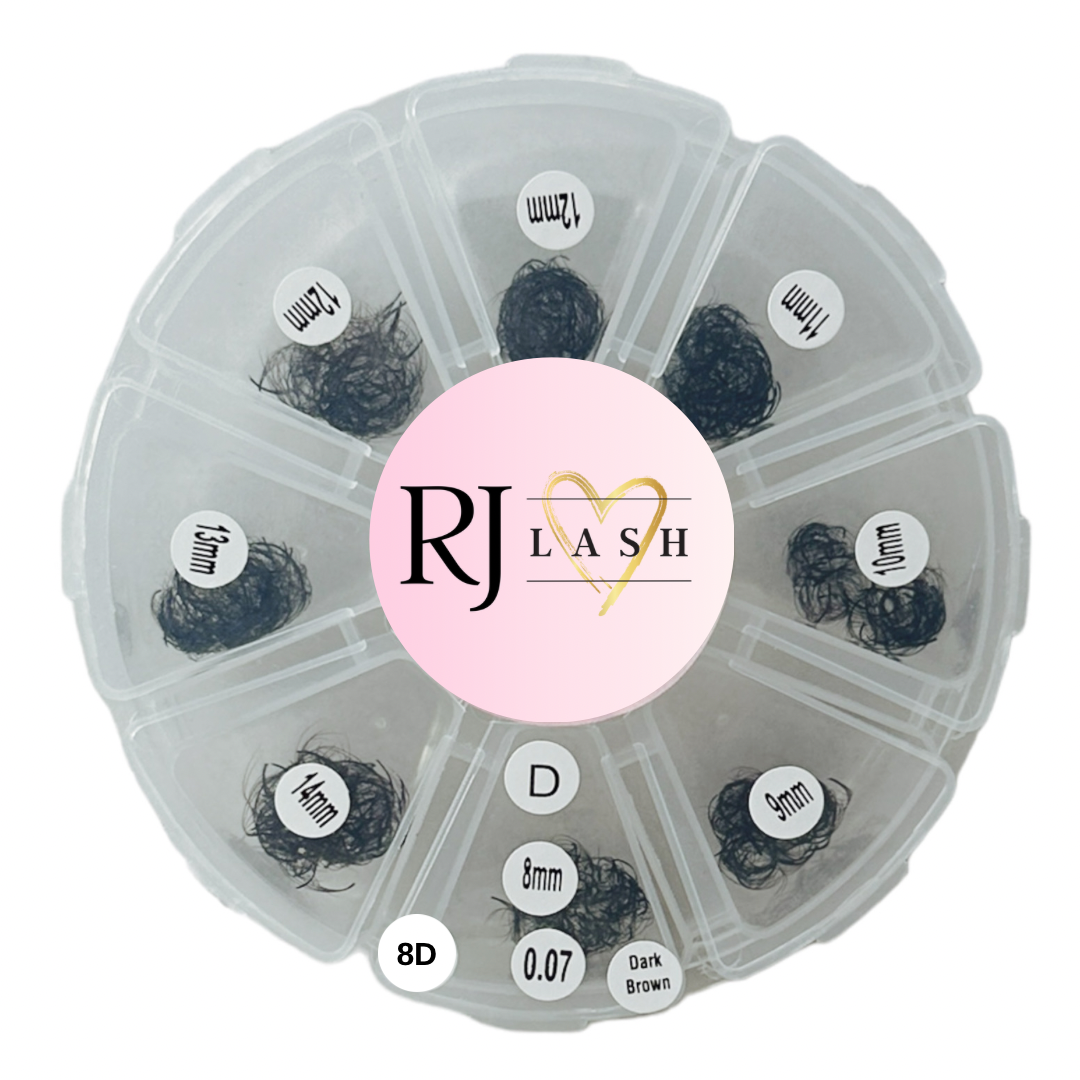 8D, donkerbruin, 0,07, D krul, gemengde tinten - 800 fans