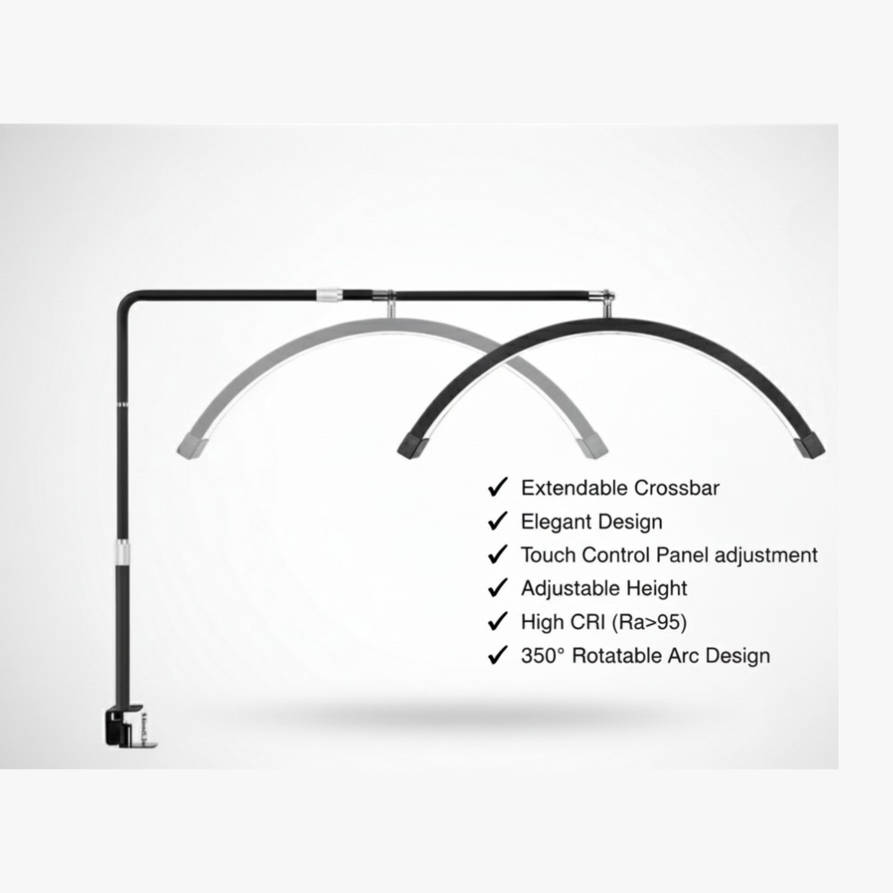 Lampada per manicure Half Moon Beauty Desk 25" - Fissaggio a morsetto, Estensibile