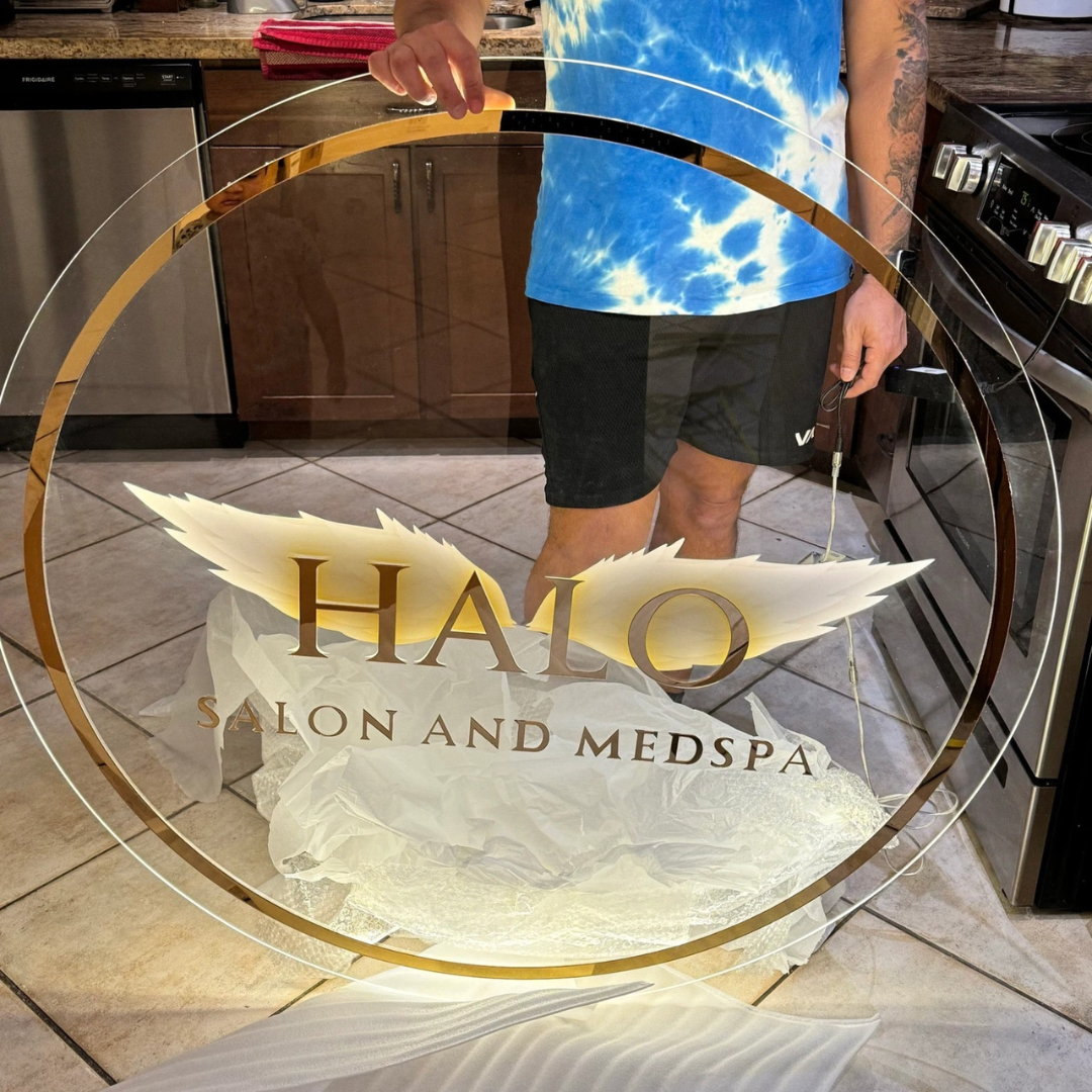 Custom Acrylic LED Backlit Logo Sign | Business & Salon Signs