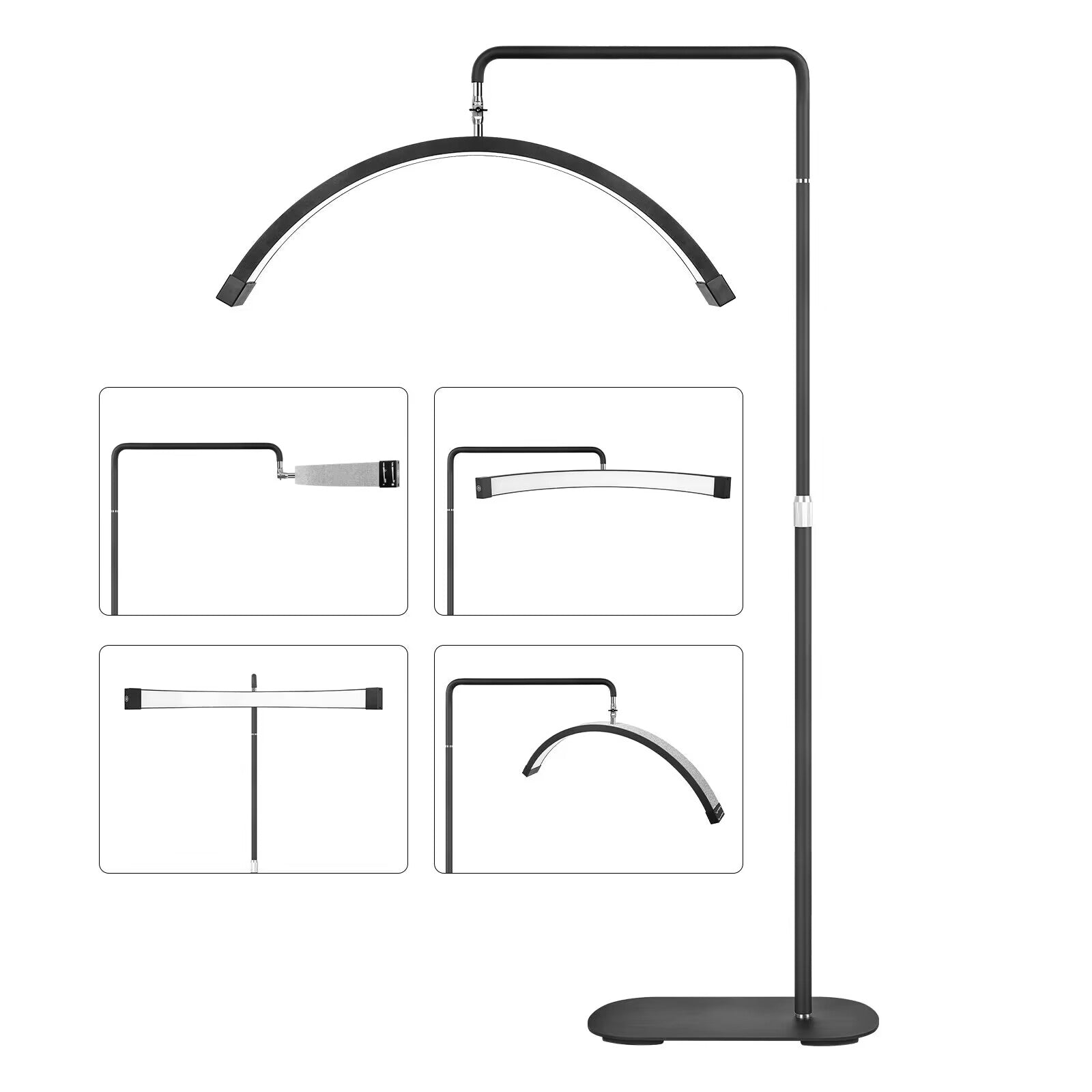 schwarze Halbmondlampe mit mehreren Winkeln
