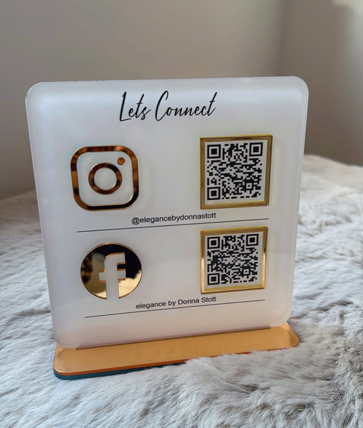 Customized Social Media Business Sign -Dual Icon QR Code Version